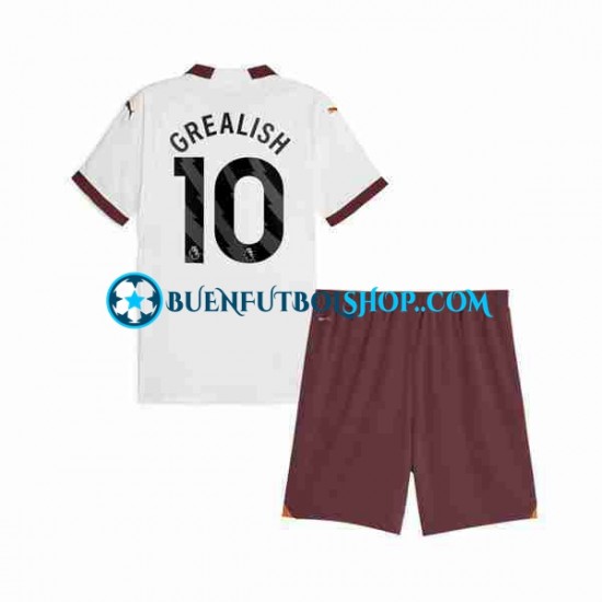 Camiseta de Fútbol Manchester City Jack Grealish 10 2023-2024 Segunda Equipación Manga Corta Niño