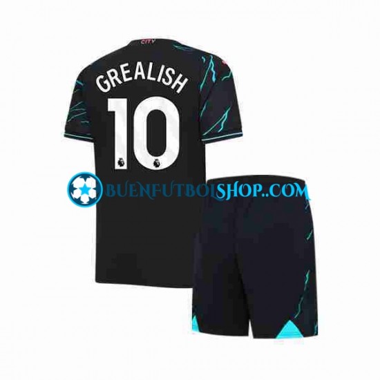 Camiseta de Fútbol Manchester City Jack Grealish 10 2023-2024 Tercera Equipación Manga Corta Niño