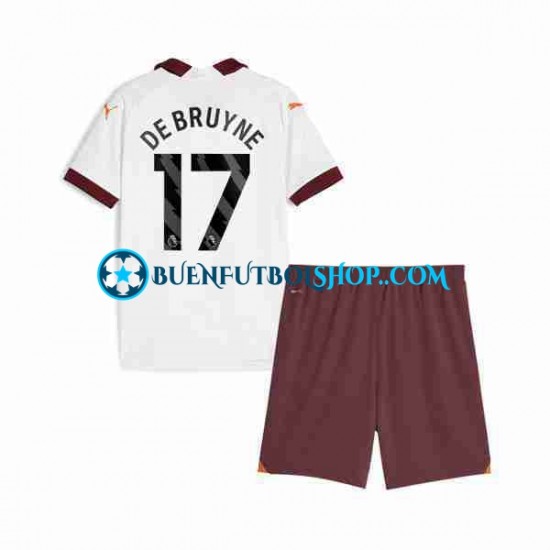 Camiseta de Fútbol Manchester City Kevin De Bruyne 17 2023-2024 Segunda Equipación Manga Corta Niño