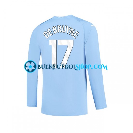 Camiseta de Fútbol Manchester City Kevin De Bruyne 17 2023-2024 Primera Equipación Manga Larga Hombre