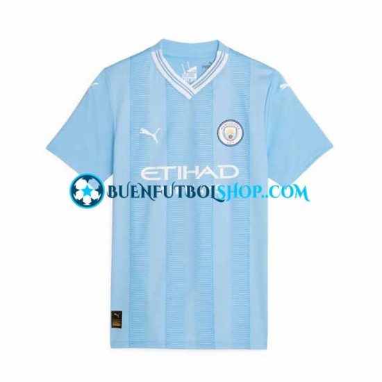 Camiseta de Fútbol Manchester City 2023-2024 Primera Equipación Manga Corta para Mujer