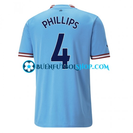 Camiseta de Fútbol Manchester City PHILLIPS 4 2022-2023 Primera Equipación Manga Corta Hombre