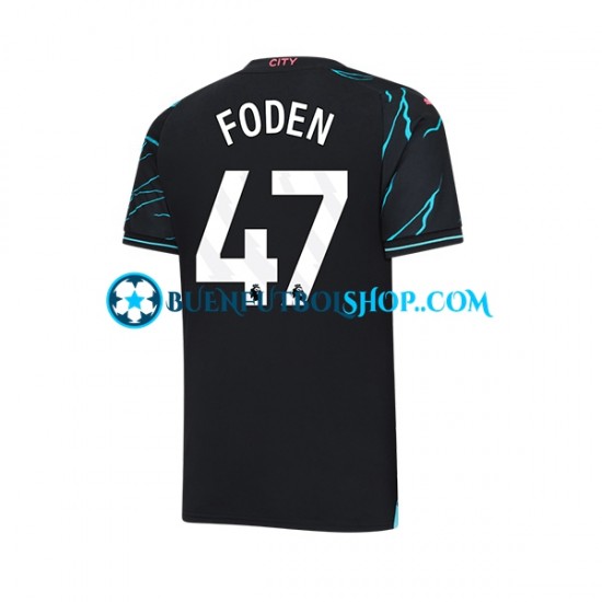 Camiseta de Fútbol Manchester City Phil Foden 47 2023-2024 Tercera Equipación Manga Corta Hombre