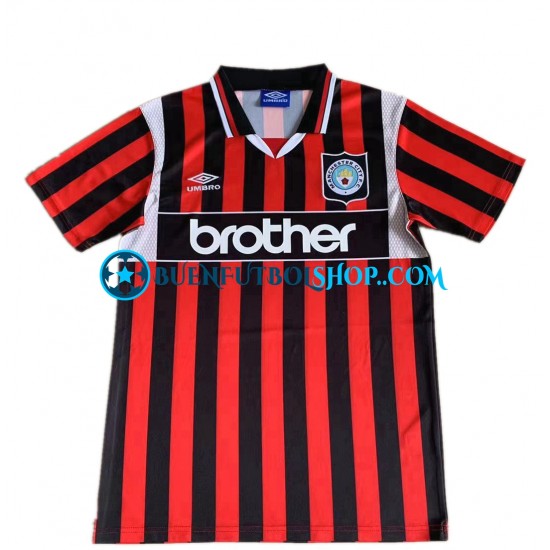 Camiseta de Fútbol Manchester City Retro 1996 Segunda Equipación Manga Corta Hombre