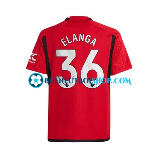 Camiseta de Fútbol Manchester United Anthony Elanga 36 2023-2024 Primera Equipación Manga Corta Hombre