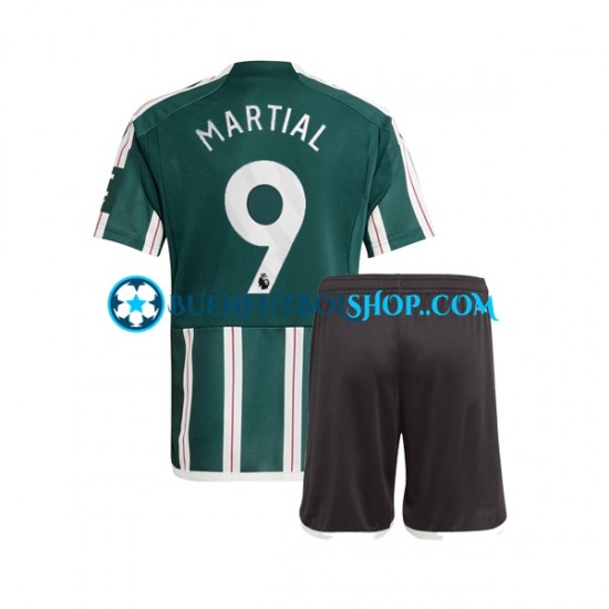 Camiseta de Fútbol Manchester United Anthony Martial 9 2023-2024 Segunda Equipación Manga Corta Niño