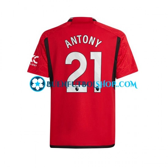 Camiseta de Fútbol Manchester United Antony Matheus 21 2023-2024 Primera Equipación Manga Corta Hombre