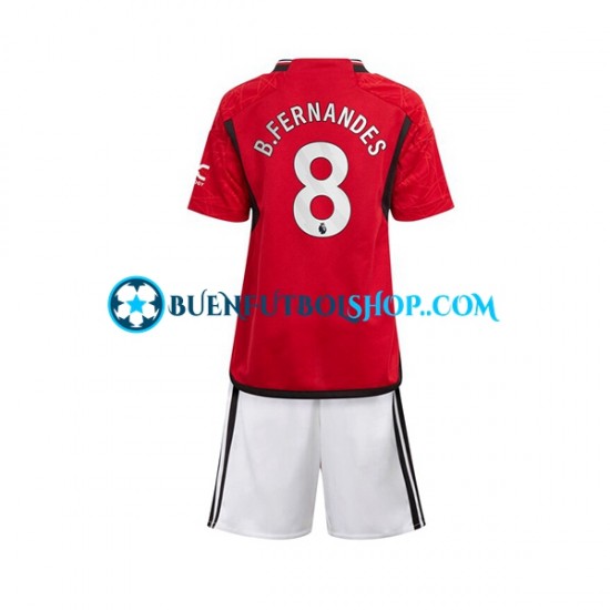 Camiseta de Fútbol Manchester United B Fernandes 8 2023-2024 Primera Equipación Manga Corta Niño