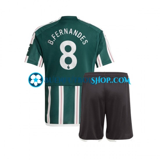 Camiseta de Fútbol Manchester United Bruno Fernandes 8 2023-2024 Segunda Equipación Manga Corta Niño