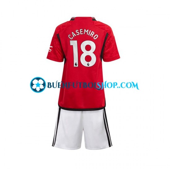 Camiseta de Fútbol Manchester United Carlos Casemiro 18 2023-2024 Primera Equipación Manga Corta Niño