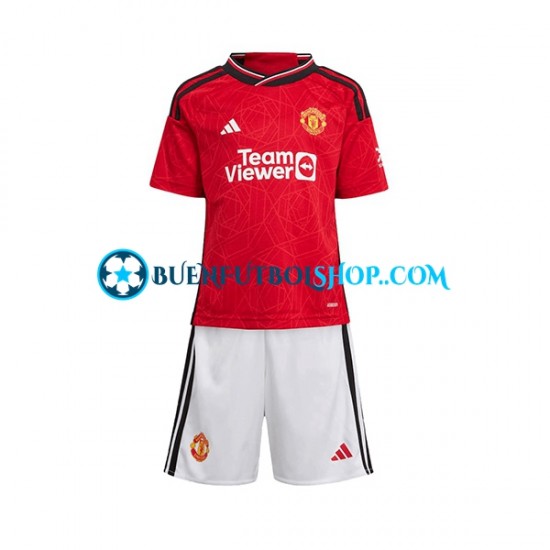 Camiseta de Fútbol Manchester United 2023-2024 Primera Equipación Manga Corta Niño