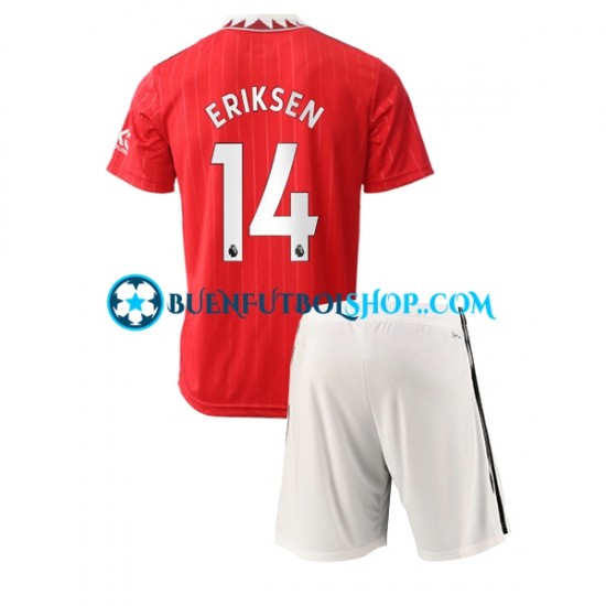 Camiseta de Fútbol Manchester United Christian Eriksen 14 2022-2023 Primera Equipación Manga Corta Niño