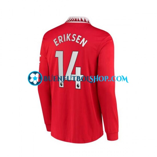 Camiseta de Fútbol Manchester United Christian Eriksen 14 2022-2023 Primera Equipación Manga Larga Hombre