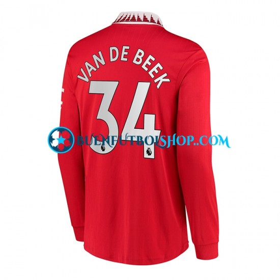 Camiseta de Fútbol Manchester United Donny van de Beek 34 2022-2023 Primera Equipación Manga Larga Hombre