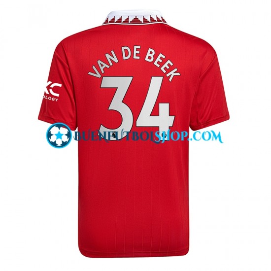 Camiseta de Fútbol Manchester United Donny van de Beek 34 2022-2023 Primera Equipación Manga Corta Hombre