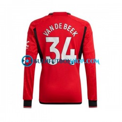 Camiseta de Fútbol Manchester United Donny van de Beek 34 2023-2024 Primera Equipación Manga Larga Hombre Camiseta de Fútbol Manchester United Donny van de Beek 34 2023-2024 Primera Equipación Manga Larga Hombre