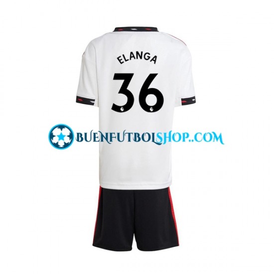 Camiseta de Fútbol Manchester United Elanga 36 2022-2023 Segunda Equipación Manga Corta Niño