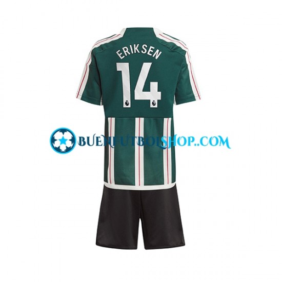 Camiseta de Fútbol Manchester United Eriksen 14 2023-2024 Segunda Equipación Manga Corta Niño