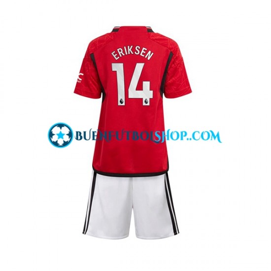 Camiseta de Fútbol Manchester United Eriksen 14 2023-2024 Primera Equipación Manga Corta Niño