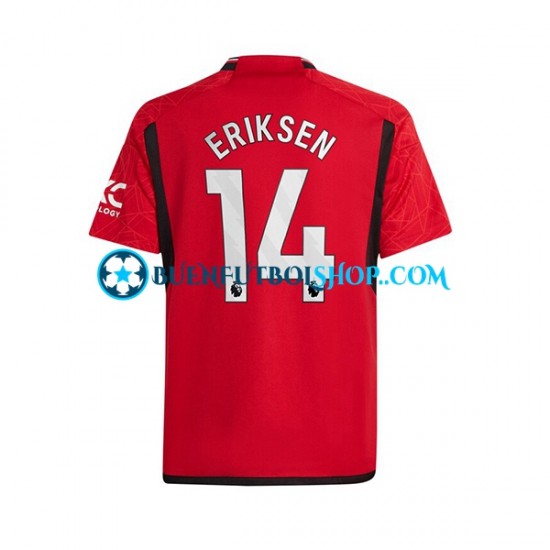 Camiseta de Fútbol Manchester United Eriksen 14 2023-2024 Primera Equipación Manga Corta Hombre