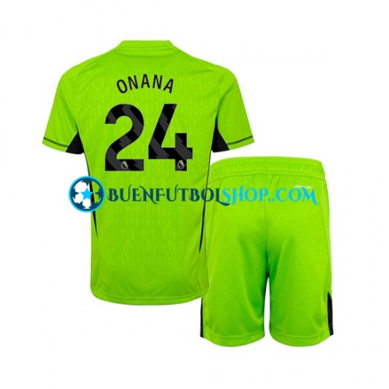 Camiseta de Fútbol Manchester United Portero Andre Onana 24 2023-2024 Primera Equipación Manga Corta Niño