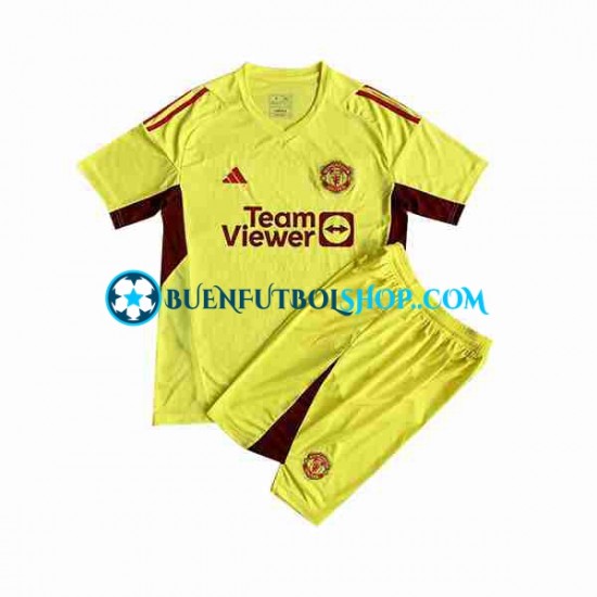 Camiseta de Fútbol Manchester United Portero 2023-2024 Segunda Equipación Manga Corta Niño