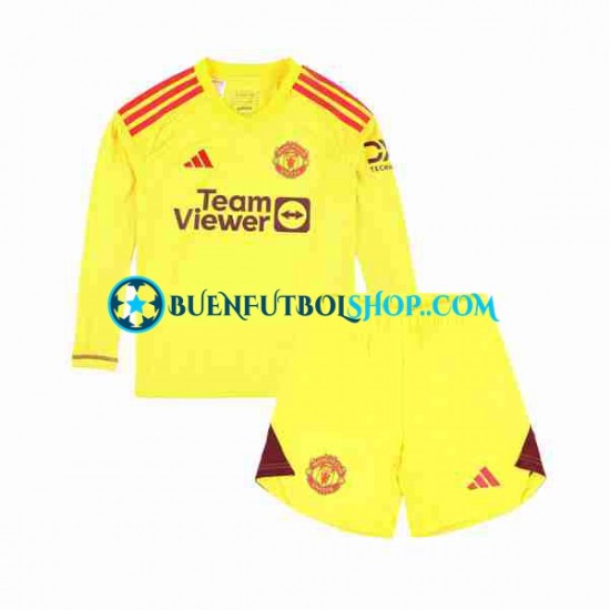 Camiseta de Fútbol Manchester United Portero 2023-2024 Primera Equipación Manga Larga Niño