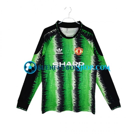 Camiseta de Fútbol Manchester United Portero Retro 1990-1991 Primera Equipación Manga Larga Hombre