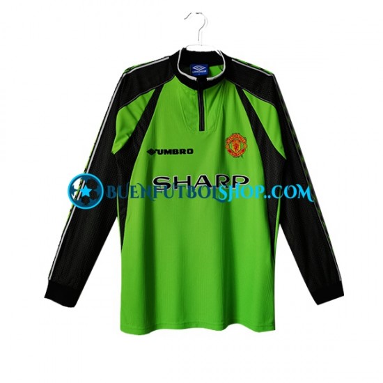 Camiseta de Fútbol Manchester United Portero Retro 1998-1999 Primera Equipación Manga Larga Hombre