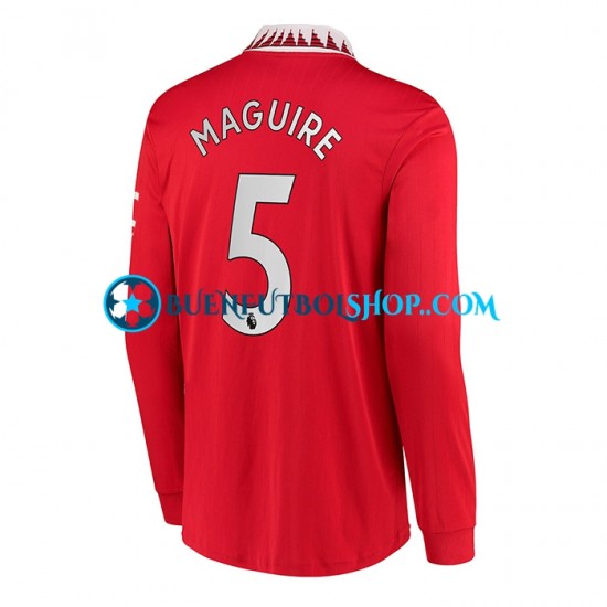 Camiseta de Fútbol Manchester United Harry Maguire 5 2022-2023 Primera Equipación Manga Larga Hombre