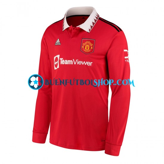 Camiseta de Fútbol Manchester United 2022-2023 Primera Equipación Manga Larga Hombre