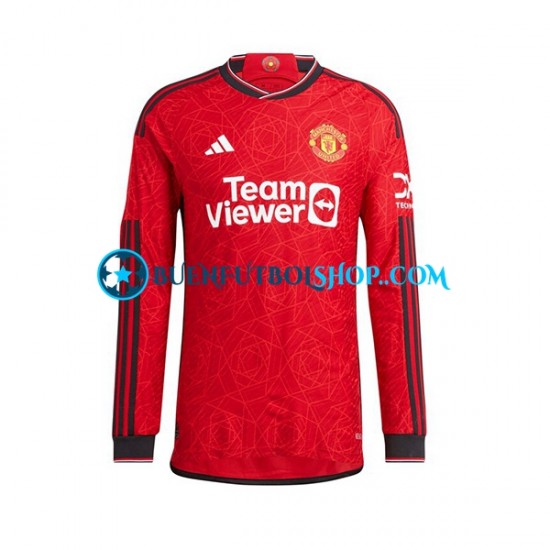 Camiseta de Fútbol Manchester United 2023-2024 Primera Equipación Manga Larga Hombre