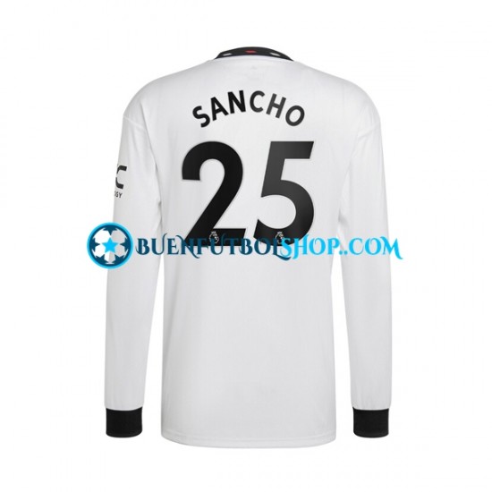 Camiseta de Fútbol Manchester United Jadon Sancho 25 2022-2023 Segunda Equipación Manga Larga Hombre