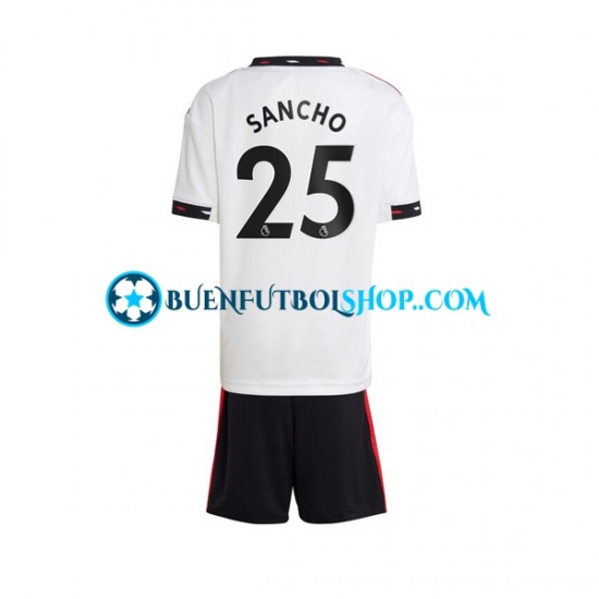 Camiseta de Fútbol Manchester United Jadon Sancho 25 2022-2023 Segunda Equipación Manga Corta Niño