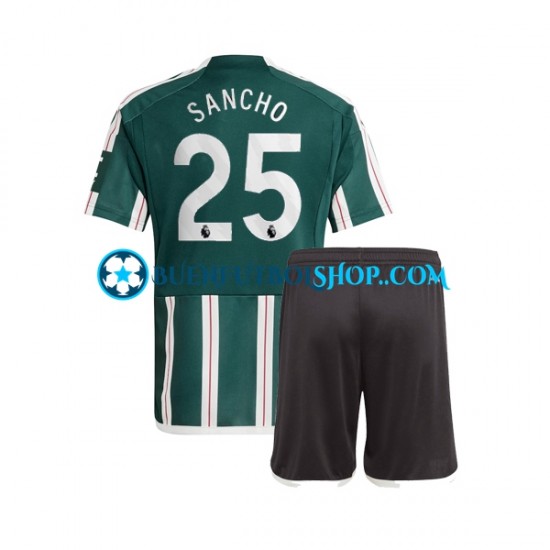 Camiseta de Fútbol Manchester United Jadon Sancho 25 2023-2024 Segunda Equipación Manga Corta Niño