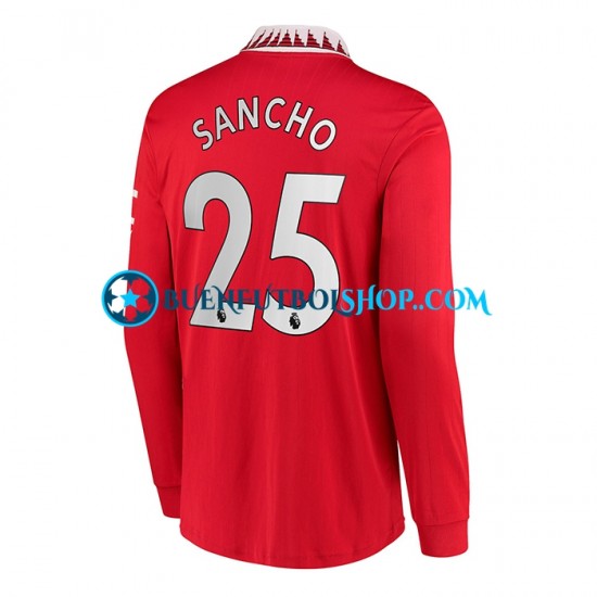 Camiseta de Fútbol Manchester United Jadon Sancho 25 2022-2023 Primera Equipación Manga Larga Hombre