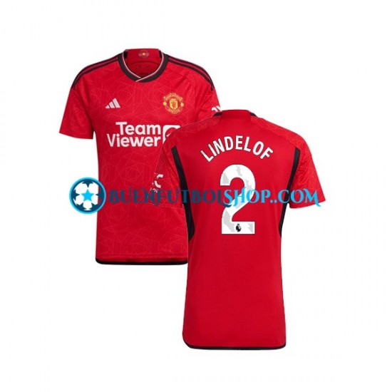 Camiseta de Fútbol Manchester United Lindelof 2 2023-2024 Primera Equipación Manga Corta Hombre