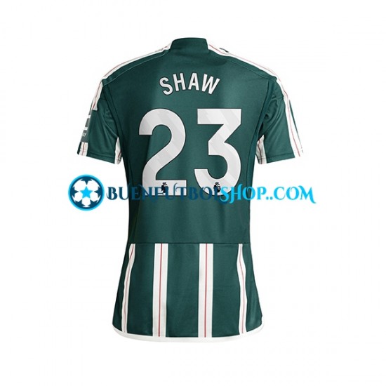 Camiseta de Fútbol Manchester United Luke Shaw 23 2023-2024 Segunda Equipación Manga Corta Hombre