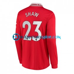 Camiseta de Fútbol Manchester United Luke Shaw 23 2022-2023 Primera Equipación Manga Larga Hombre