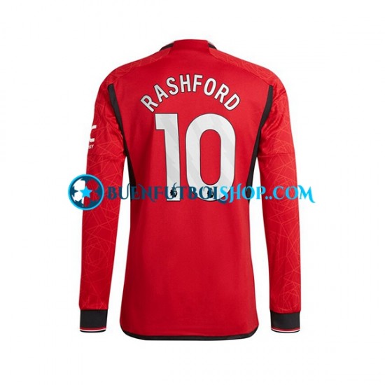 Camiseta de Fútbol Manchester United Marcus Rashford 10 2023-2024 Primera Equipación Manga Larga Hombre