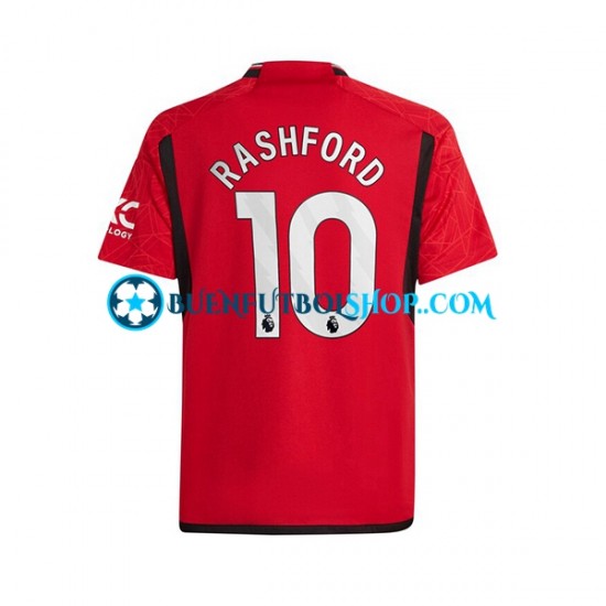 Camiseta de Fútbol Manchester United Marcus Rashford 10 2023-2024 Primera Equipación Manga Corta Hombre