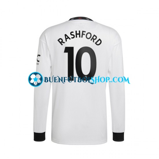 Camiseta de Fútbol Manchester United Rashford 10 2022-2023 Segunda Equipación Manga Larga Hombre