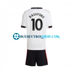 Camiseta de Fútbol Manchester United Rashford 10 2022-2023 Segunda Equipación Manga Corta Niño