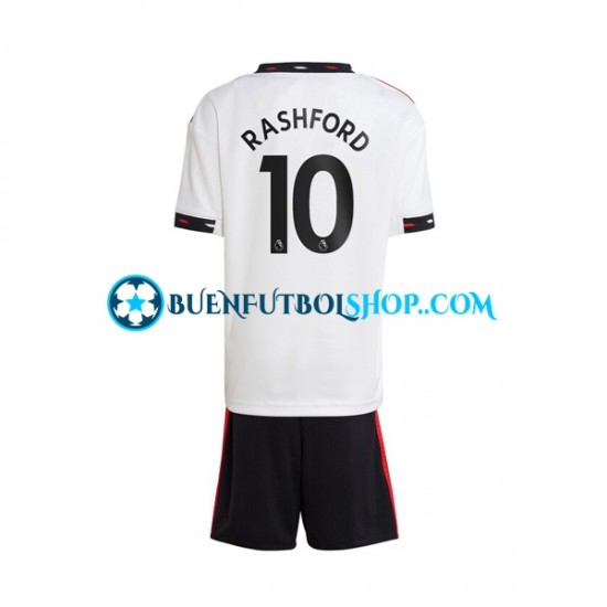 Camiseta de Fútbol Manchester United Rashford 10 2022-2023 Segunda Equipación Manga Corta Niño