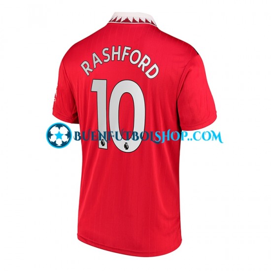 Camiseta de Fútbol Manchester United Rashford 10 2022-2023 Primera Equipación Manga Corta Hombre