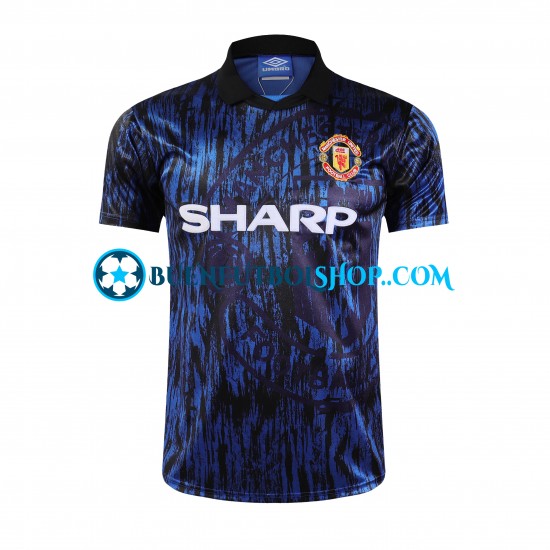 Camiseta de Fútbol Manchester United Retro 1993 Segunda Equipación Manga Corta Hombre