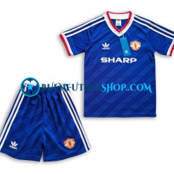 Camiseta de Fútbol Manchester United Retro 1986 Segunda Equipación Manga Corta Niño