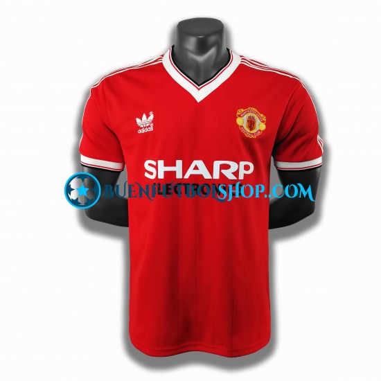 Camiseta de Fútbol Manchester United Retro 1983 Primera Equipación Manga Corta Hombre