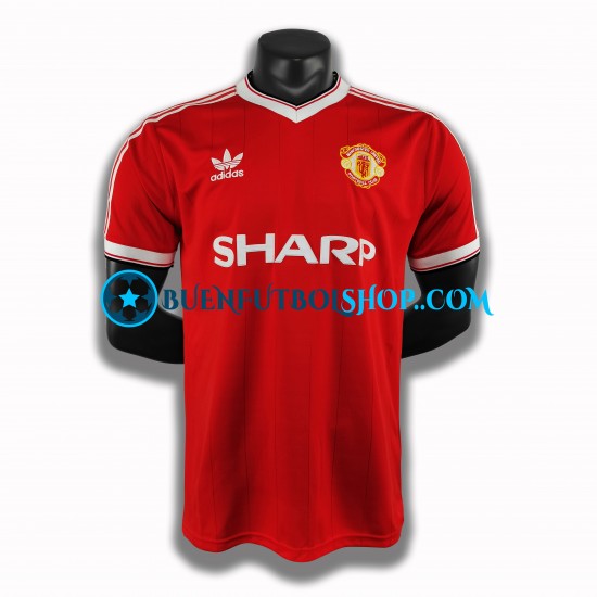 Camiseta de Fútbol Manchester United Retro 1984 Primera Equipación Manga Corta Hombre