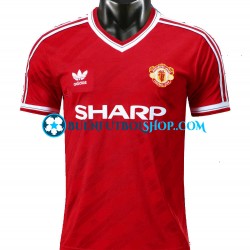 Camiseta de Fútbol Manchester United Retro 1986 Primera Equipación Manga Corta Hombre